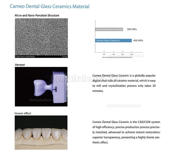 3Pcs/Box C14 Cad/Cam Lithium Disilicate Glass Ceramic Block for Dental Lab Veneer and Anterior Teeth Material